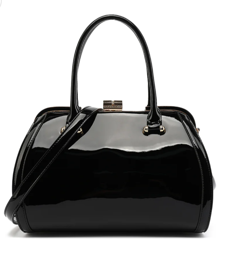 Patent Leather Double Handle Frame Satchel