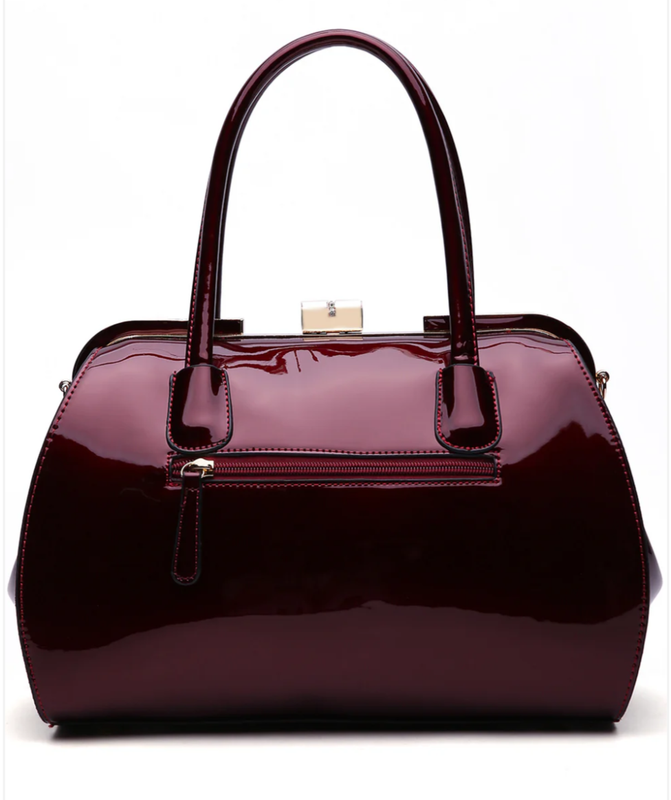 Patent Leather Double Handle Frame Satchel
