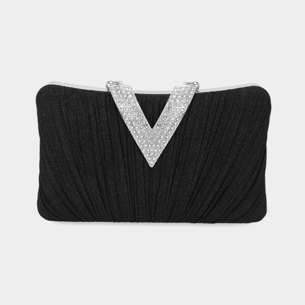 Fabric Glitter V Closure Clutch