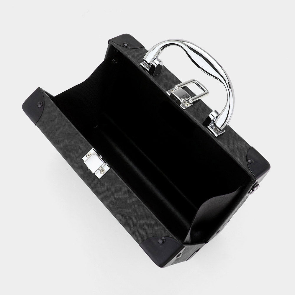 Retro Radio-Shaped Box Clutch Crossbody Bag with Top Handle