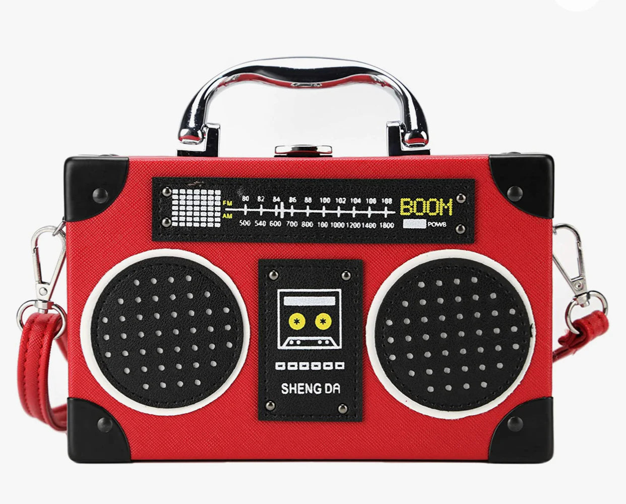 Retro Radio-Shaped Box Clutch Crossbody Bag with Top Handle