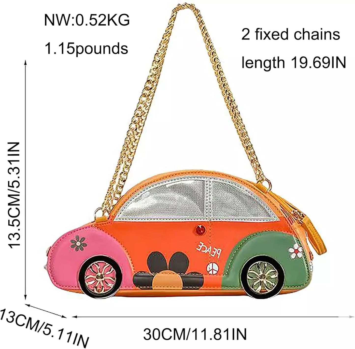 Retro Car Shaped Crossbody Bag