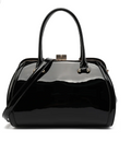 Patent Leather Double Handle Frame Satchel
