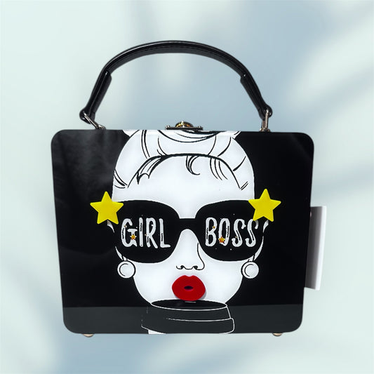 Black Lacquer Hard Purse - Girl Boss