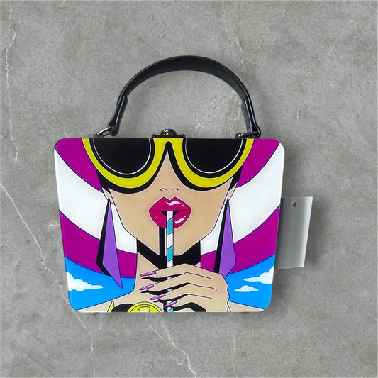 Multi Colored Lacquer Hard Purse