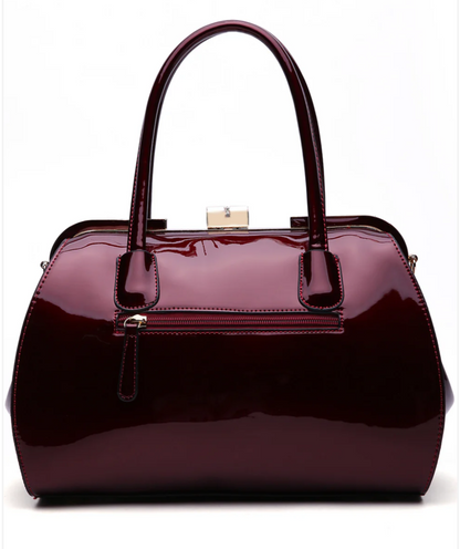 Patent Leather Double Handle Frame Satchel