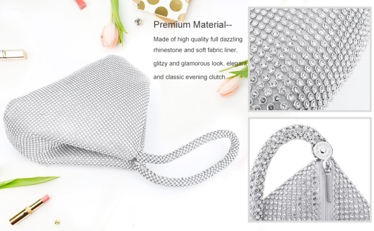 Soft Rhinestone Bling Wrist Clutch Purse