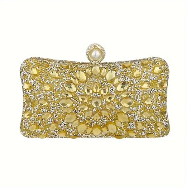 Acrylic and Pointed Rhinestones with Pearl Closure Bag