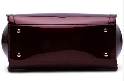 Patent Leather Double Handle Frame Satchel