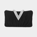 Fabric Glitter V Closure Clutch