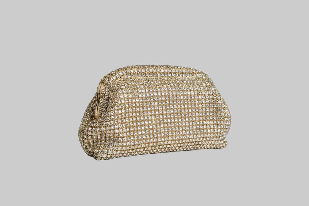 Gold mesh clutch bag 