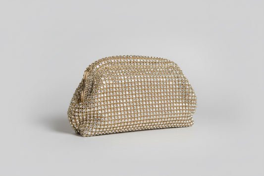 Gold mesh clutch bag 