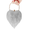 CO32064 SL Women Heart Shape Crystal Tassel Evening Clutch