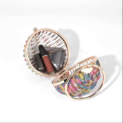 Woven Nest Egg Rhinetsone Bag