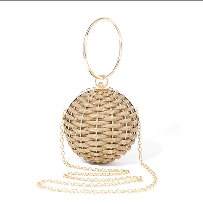 Woven Nest Egg Rhinetsone Bag