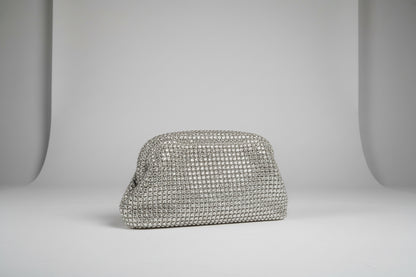 Silver mesh clutch bag